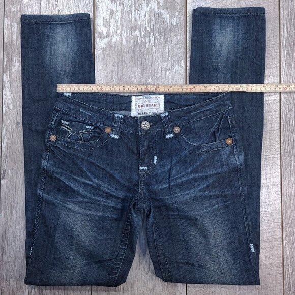 Big Star Jeans Womens 27x32 Manhattan Straight Leg Dark Denim Blue Western - Picture 4 of 10